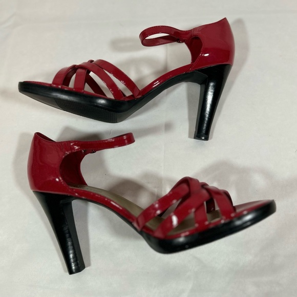 Worthington Sexy Red Heels open toe sandals with ankle strap 4 inch heel. - Picture 5 of 9